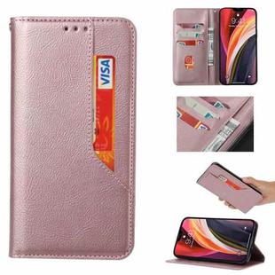 For OnePlus 8T Magnetic Horizontal Flip Leather Case with Holder & Card Slots & Wallet(Rose Gold)