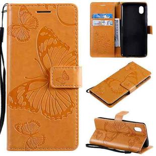 For Samsung Galaxy A01 Core 3D Butterflies Embossing Pattern Horizontal Flip Leather Case with Holder & Card Slot & Wallet(Yellow)