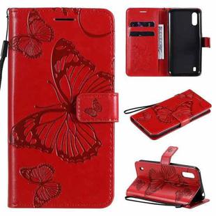 For Samsung Galaxy M01 3D Butterflies Embossing Pattern Horizontal Flip Leather Case with Holder & Card Slot & Wallet(Red)
