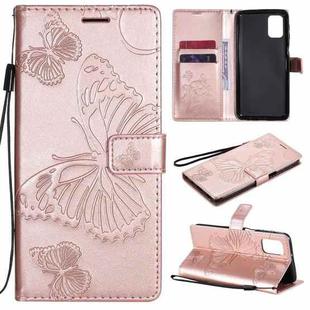 For Samsung Galaxy M31s 3D Butterflies Embossing Pattern Horizontal Flip Leather Case with Holder & Card Slot & Wallet(Rose Gold)