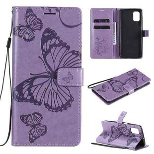 For Samsung Galaxy M51 3D Butterflies Embossing Pattern Horizontal Flip Leather Case with Holder & Card Slot & Wallet(Purple)