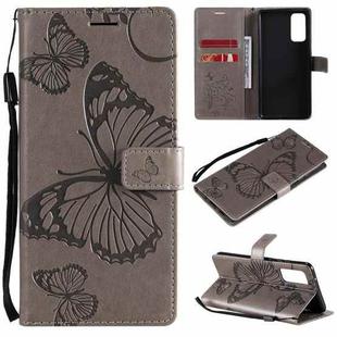 For Samsung Galaxy S20 FE 5G / S20 Lite 3D Butterflies Embossing Pattern Horizontal Flip Leather Case with Holder & Card Slot & Wallet(Gray)