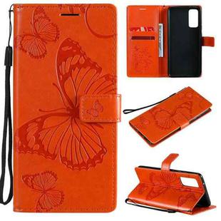 For Samsung Galaxy S20 FE 5G / S20 Lite 3D Butterflies Embossing Pattern Horizontal Flip Leather Case with Holder & Card Slot & Wallet(Orange)