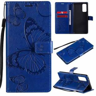 For Samsung Galaxy S20 FE 5G / S20 Lite 3D Butterflies Embossing Pattern Horizontal Flip Leather Case with Holder & Card Slot & Wallet(Blue)