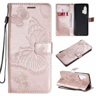 For Motorola Edge+ 3D Butterflies Embossing Pattern Horizontal Flip Leather Case with Holder & Card Slot & Wallet(Rose Gold)