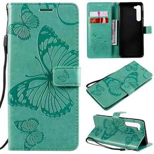 For Motorola Edge 3D Butterflies Embossing Pattern Horizontal Flip Leather Case with Holder & Card Slot & Wallet(Green)