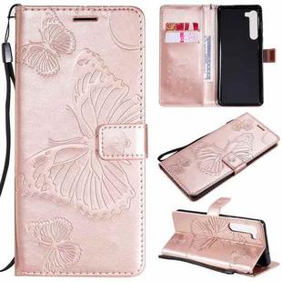 For Motorola Edge 3D Butterflies Embossing Pattern Horizontal Flip Leather Case with Holder & Card Slot & Wallet(Rose Gold)