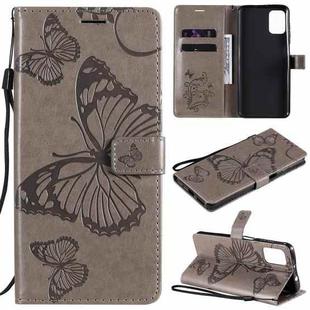 For Motorola Moto G9 Plus 3D Butterflies Embossing Pattern Horizontal Flip Leather Case with Holder & Card Slot & Wallet(Gray)