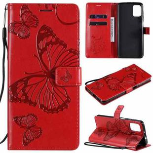 For Motorola Moto G9 Plus 3D Butterflies Embossing Pattern Horizontal Flip Leather Case with Holder & Card Slot & Wallet(Red)