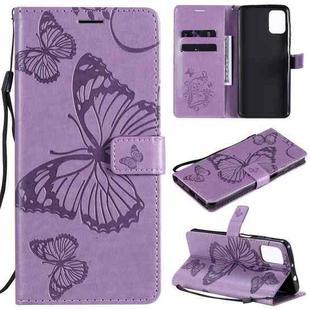 For Motorola Moto G9 Plus 3D Butterflies Embossing Pattern Horizontal Flip Leather Case with Holder & Card Slot & Wallet(Purple)