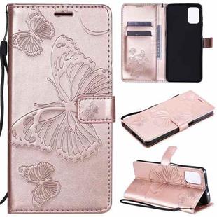 For Motorola Moto G9 Plus 3D Butterflies Embossing Pattern Horizontal Flip Leather Case with Holder & Card Slot & Wallet(Rose Gold)