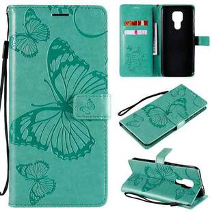 For Motorola Moto G9 Play 3D Butterflies Embossing Pattern Horizontal Flip Leather Case with Holder & Card Slot & Wallet(Green)