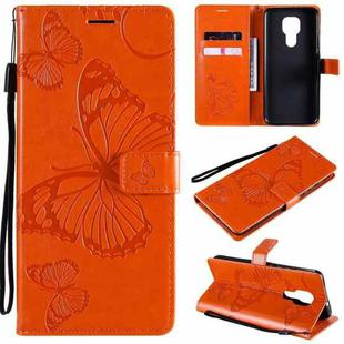 For Motorola Moto G9 Play 3D Butterflies Embossing Pattern Horizontal Flip Leather Case with Holder & Card Slot & Wallet(Orange)