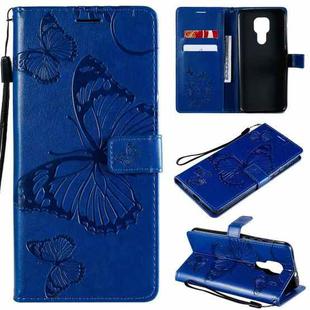 For Motorola Moto G9 Play 3D Butterflies Embossing Pattern Horizontal Flip Leather Case with Holder & Card Slot & Wallet(Blue)