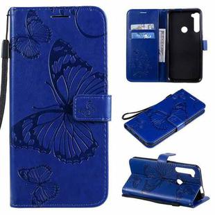 For Motorola Moto One Fusion Plus 3D Butterflies Embossing Pattern Horizontal Flip Leather Case with Holder & Card Slot & Wallet(Blue)