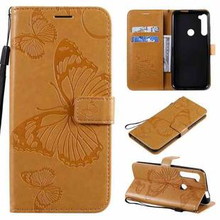 For Motorola Moto One Fusion Plus 3D Butterflies Embossing Pattern Horizontal Flip Leather Case with Holder & Card Slot & Wallet(Yellow)