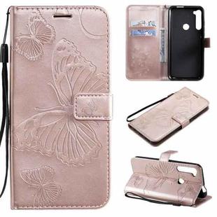 For Motorola Moto One Fusion Plus 3D Butterflies Embossing Pattern Horizontal Flip Leather Case with Holder & Card Slot & Wallet(Rose Gold)