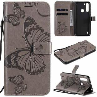 For Motorola Moto One Fusion 3D Butterflies Embossing Pattern Horizontal Flip Leather Case with Holder & Card Slot & Wallet(Gray)