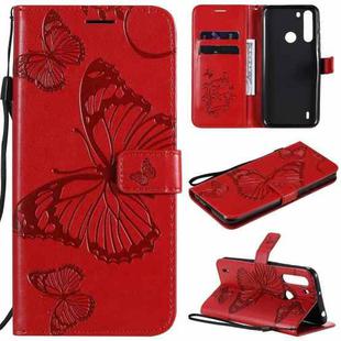 For Motorola Moto One Fusion 3D Butterflies Embossing Pattern Horizontal Flip Leather Case with Holder & Card Slot & Wallet(Red)
