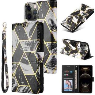 For iPhone 12 mini Marble Bronzing Stitching Horizontal Flip PU Leather Case with Holder & Card Slots & Wallet & Photo Frame (Black)