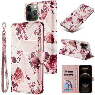 For iPhone 12 mini Marble Bronzing Stitching Horizontal Flip PU Leather Case with Holder & Card Slots & Wallet & Photo Frame (Rose Gold)