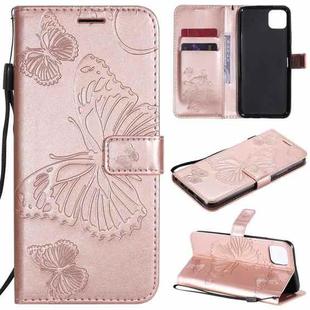 For OPPO Realme C11 3D Butterflies Embossing Pattern Horizontal Flip Leather Case with Holder & Card Slot & Wallet & Lanyard(Rose Gold)