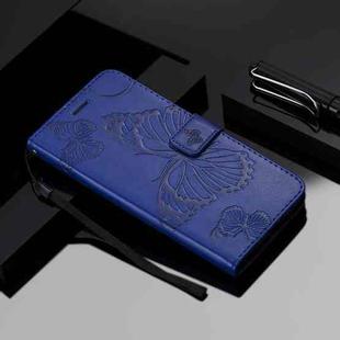 For OPPO Realme C15 3D Butterflies Embossing Pattern Horizontal Flip Leather Case with Holder & Card Slot & Wallet & Lanyard(Blue)