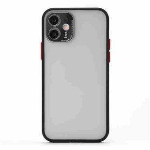 For iPhone 12 mini Full Coverage TPU + PC Protective Case with Metal Lens Cover (Black Red)