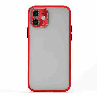 For iPhone 12 mini Full Coverage TPU + PC Protective Case with Metal Lens Cover (Red Black)