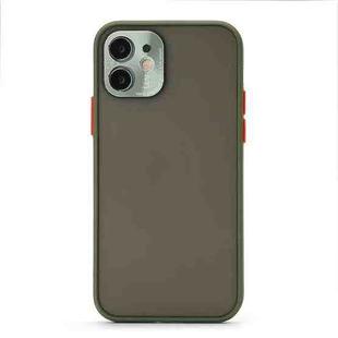For iPhone 12 mini Full Coverage TPU + PC Protective Case with Metal Lens Cover (Grass Green Red Black)