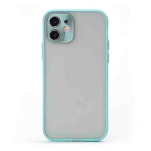 For iPhone 12 mini Full Coverage TPU + PC Protective Case with Metal Lens Cover (Sky Blue Green)