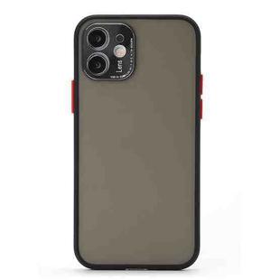 Full Coverage TPU + PC Protective Case with Metal Lens Cover For iPhone 12(Black Red Black)