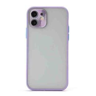 Full Coverage TPU + PC Protective Case with Metal Lens Cover For iPhone 12(Purple Blue)