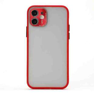 Full Coverage TPU + PC Protective Case with Metal Lens Cover For iPhone 12 Pro(Red Black)