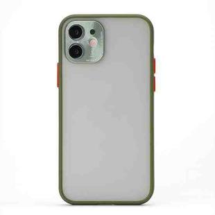 Full Coverage TPU + PC Protective Case with Metal Lens Cover For iPhone 12 Pro(Grass Green Red)