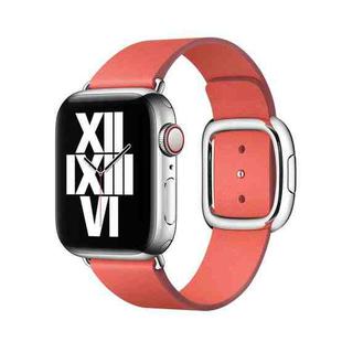 Modern Style Leather Watch Band For Apple Watch Series 7 41mm / 6 & SE & 5 & 4 40mm / 3 & 2 & 1 38mm(Watermelon Red)