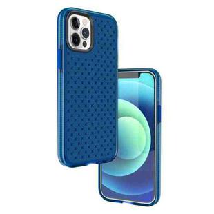 For iPhone 12 / 12 Pro Shockproof Grid Texture TPU Protective Case(Blue)