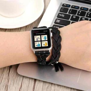 Hand-woven Leather Watch Band For Apple Watch Series 8&7 41mm / SE 2&6&SE&5&4 40mm / 3&2&1 38mm(Black)