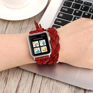 Hand-woven Leather Watch Band For Apple Watch Series 7 41mm / 6 & SE & 5 & 4 40mm / 3 & 2 & 1 38mm(Red)