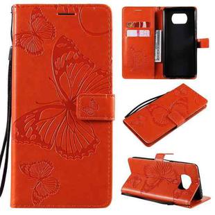 For Xiaomi Poco X3 NFC 3D Butterflies Embossing Pattern Horizontal Flip Leather Case with Holder & Card Slot & Wallet(Orange)