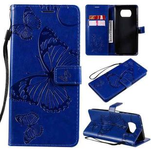 For Xiaomi Poco X3 NFC 3D Butterflies Embossing Pattern Horizontal Flip Leather Case with Holder & Card Slot & Wallet(Blue)