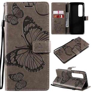 For Xiaomi Mi 10 Ultra 3D Butterflies Embossing Pattern Horizontal Flip Leather Case with Holder & Card Slot & Wallet(Grey)