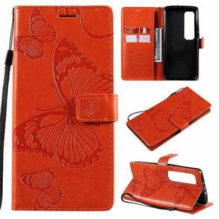 For Xiaomi Mi 10 Ultra 3D Butterflies Embossing Pattern Horizontal Flip Leather Case with Holder & Card Slot & Wallet(Orange)
