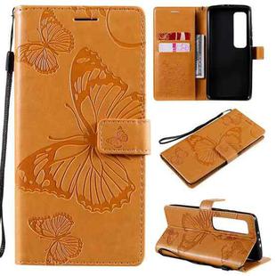 For Xiaomi Mi 10 Ultra 3D Butterflies Embossing Pattern Horizontal Flip Leather Case with Holder & Card Slot & Wallet(Yellow)