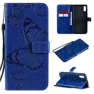 For Xiaomi Redmi 9A 3D Butterflies Embossing Pattern Horizontal Flip Leather Case with Holder & Card Slot & Wallet(Blue)