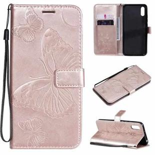 For Xiaomi Redmi 9A 3D Butterflies Embossing Pattern Horizontal Flip Leather Case with Holder & Card Slot & Wallet(Rose Gold)