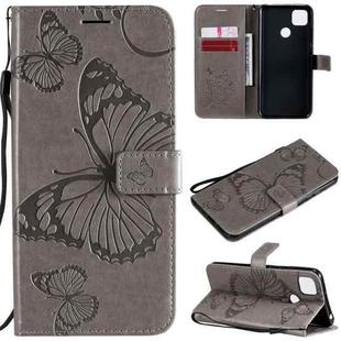 For Xiaomi Redmi 9C 3D Butterflies Embossing Pattern Horizontal Flip Leather Case with Holder & Card Slot & Wallet(Grey)
