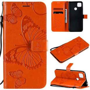 For Xiaomi Redmi 9C 3D Butterflies Embossing Pattern Horizontal Flip Leather Case with Holder & Card Slot & Wallet(Orange)