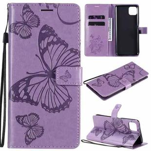 For Huawei Enjoy 20 5G 3D Butterflies Embossing Pattern Horizontal Flip Leather Case with Holder & Card Slot & Wallet(Purple)