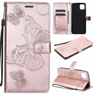For Huawei Enjoy 20 5G 3D Butterflies Embossing Pattern Horizontal Flip Leather Case with Holder & Card Slot & Wallet(Rose Gold)
